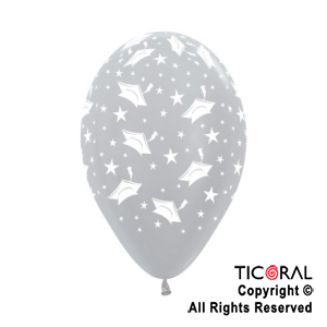 GLOBO SEMPERTEX R12 INF SATIN PLATA GRADUADCION SURTIDO x 50